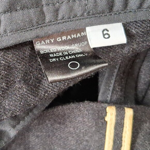 GARY GRAHAM Gray Merino Wool Fold Over Waist Leather Trim Avant Garde Pants 6 - Picture 8 of 16